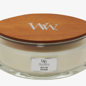 Photo d'une bougie parfumée woodwik avec son couvercle en bois